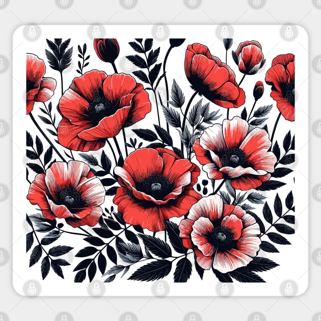 Poppy Flower Sticker by Siha Arts